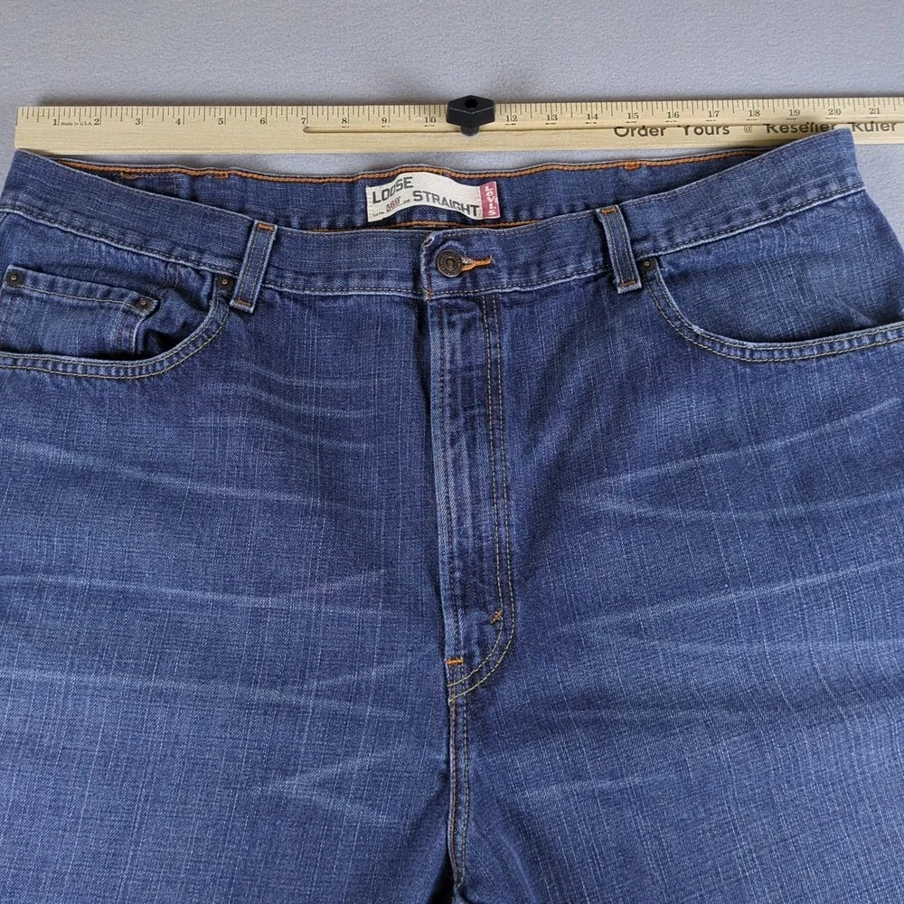 Y2K Levis 569 Jeans Mens 42x30 Blue Medium Wash Denim Loose Straight Relaxed Fit